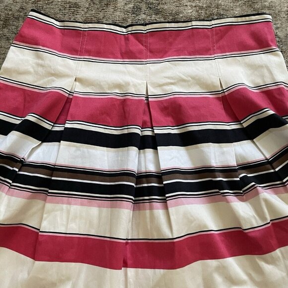 New York & Company NWT Striped Pleated A-line Skirt Sz 8 Multicolor Pink Preppy - Picture 3 of 12